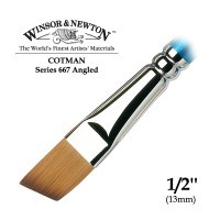 Кисть синтетика плоская скошенная 1/2'' Winsor&Newton COTMAN 667 Angled, короткая ручка